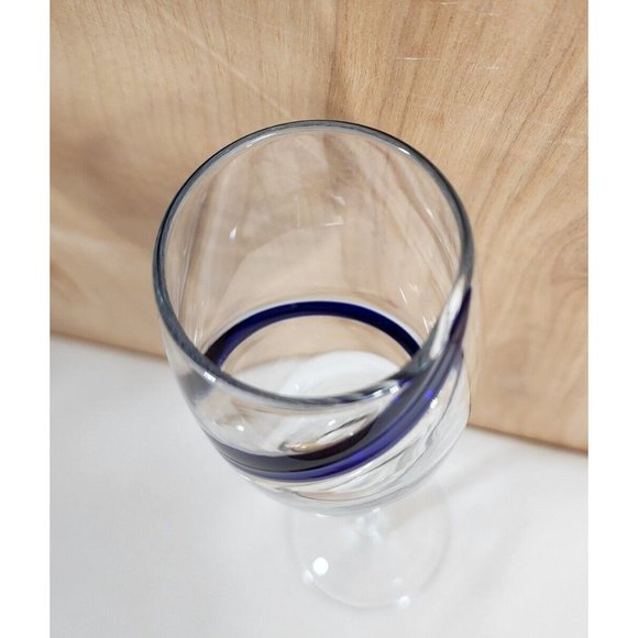 Pier 1 Cobalt Blue Swirline Glass Champagne Flute 10.25" - Picture 5 of 11